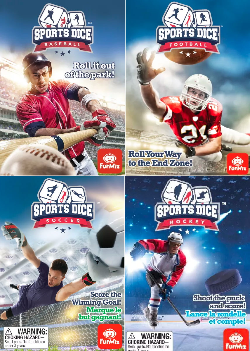 FoxMind Games: Sports Dice, Football, Roll Your Way to the End Zone, Easy  to Learn, Fun to Play, Play with Up to 4 Players, For Ages 7 + 